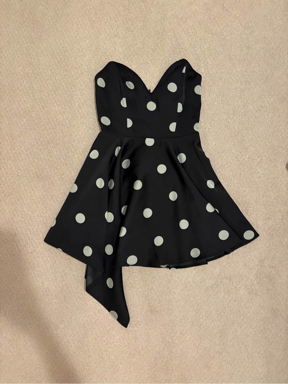 Bardot Black & White Polka Dot Strapless Asymmetrical Mini Dress XS
